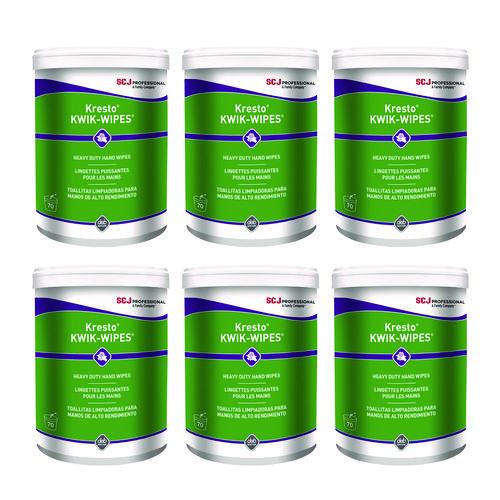 SC Johnson Professional Kresto KWIK-WIPES, Cloth, 1-Ply, 7.9 x 5.7, Citrus, White, 70/Pack, 6 Packs/Carton