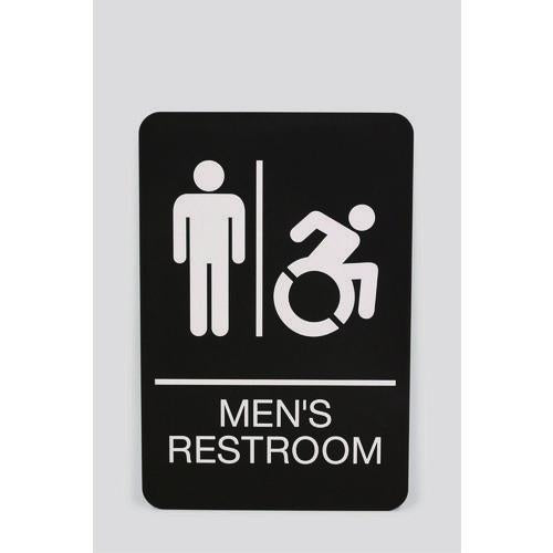 Headline Sign ADA Sign, Men's Restroom, 6 x 9, Black Face, White Graphics