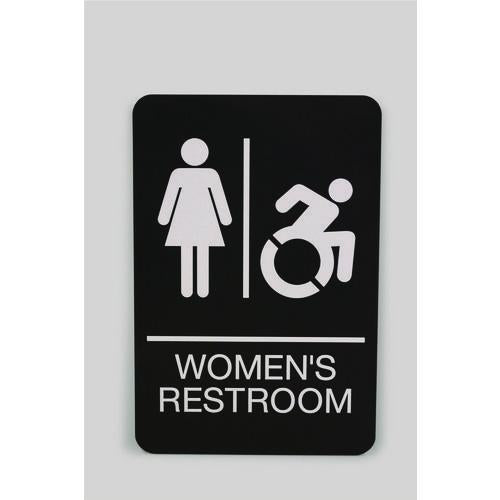 Headline Sign ADA Sign, Women's Restroom, 6 x 9, Black Face, White Graphics