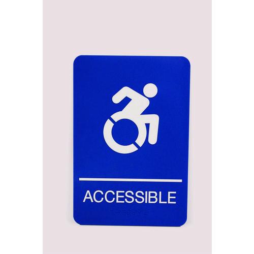 Headline Sign ADA Sign, Accessible, 6 x 9, Blue Face, White Graphics