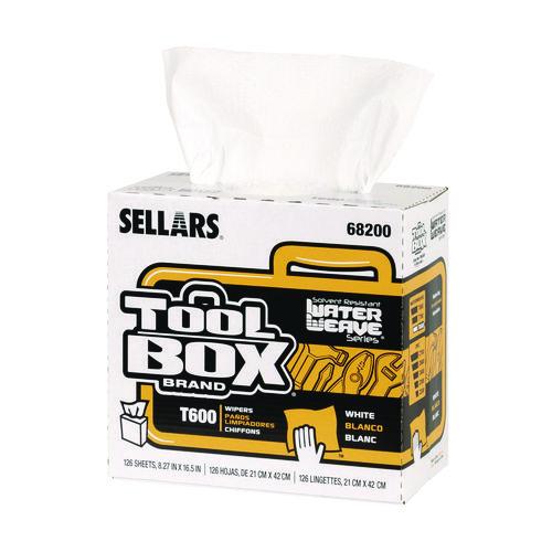 Sellars TOOLBOX WaterWeave T600 Wipers, 1-Ply, 8.27 x, 16.5, White, 126 Sheets/Box, 10 Boxes/Carton