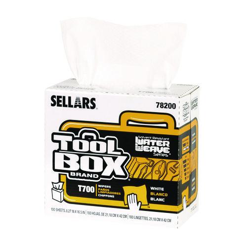 Sellars TOOLBOX WaterWeave T700 Wipers, 1-Ply, 8.27 x 16.5, White, 100 Sheets/Box, 8 Boxes/Carton