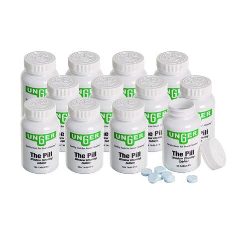 Unger Pill Window Cleaning Tablets, 100/Bottle, 12/Carton