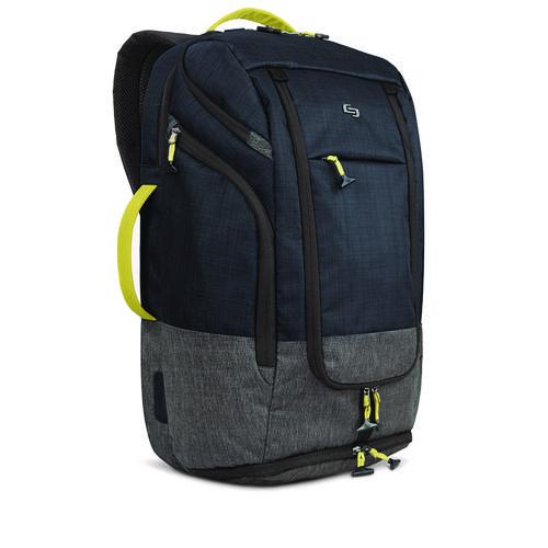 Solo Everyday Max Recycled Backpack, Fits Device Up to 17.3", 13 x 8 x 21, Navy Blue/Gray