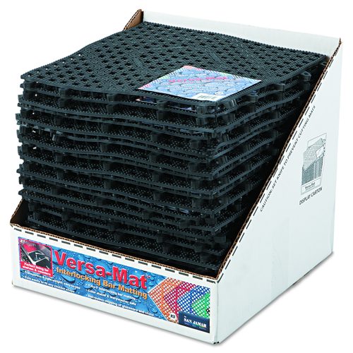 San Jamar Versa-Mat Bar-Shelf Liner, Plastic, 12w x 12d x 0.25h, Black, 24/Carton
