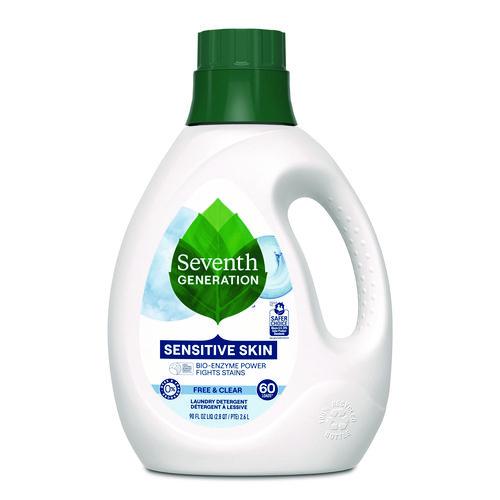 Seventh Generation Natural Liquid Laundry Detergent, Sensitive Skin Free and Clear, 90 oz Bottle, 4/Carton