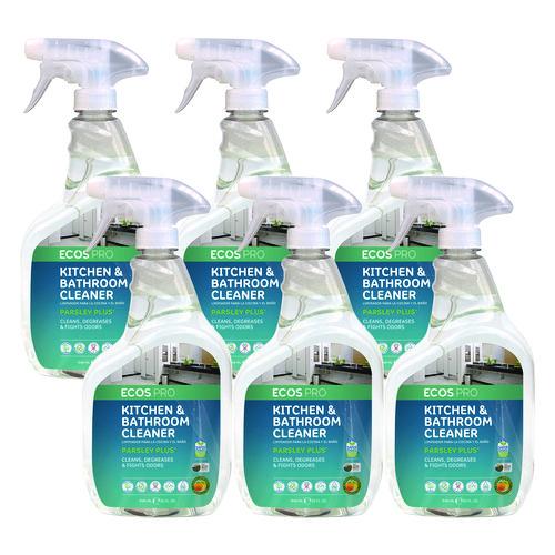 ECOS PRO Parsley Plus All-Purpose Kitchen and Bathroom Cleaner, Parsley Scent, 32 oz Spray Bottle, 6/Carton