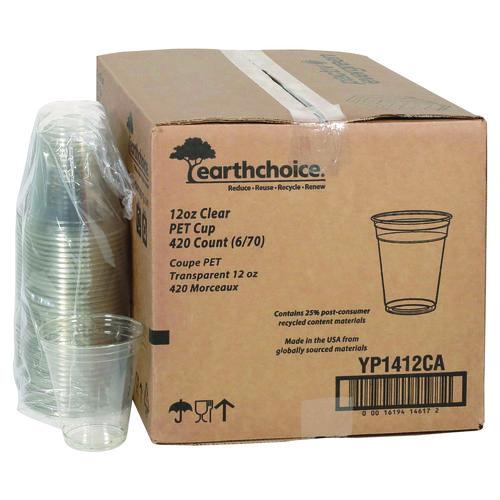 Pactiv Evergreen RPET Cold Cup, 12 oz, Plastic, Clear, 420/Carton