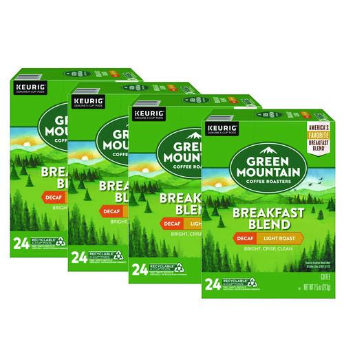 Green Mountain Coffee Breakfast Blend Decaf Coffee K-Cups, 96/Carton