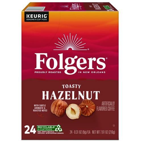 Folgers Toasty Hazelnut Coffee K-Cups, 24/Box