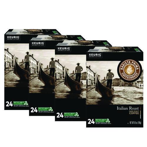 Barista Prima Coffeehouse Italian Roast K-Cups Coffee Pack, 24/Box, 4 Box/Carton