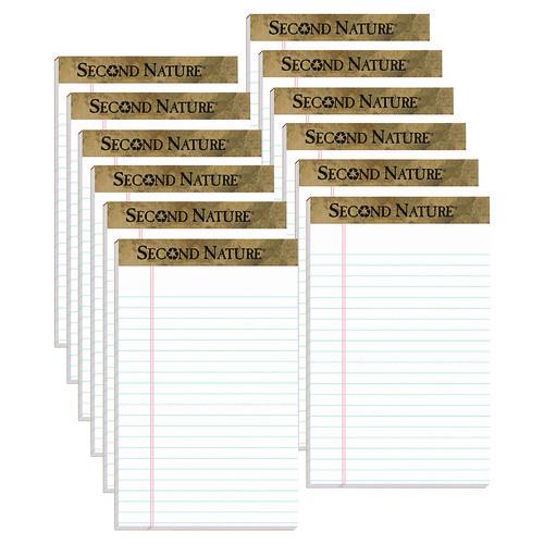 TOPS Second Nature Recycled Ruled Pads, Narrow Rule, (50) White 5 x 8 Sheets, Dozen