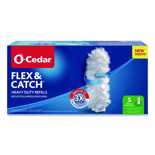 O-Cedar Flex and Catch Duster Heavy-Duty Refills, Polyester, White, 5/Pack
