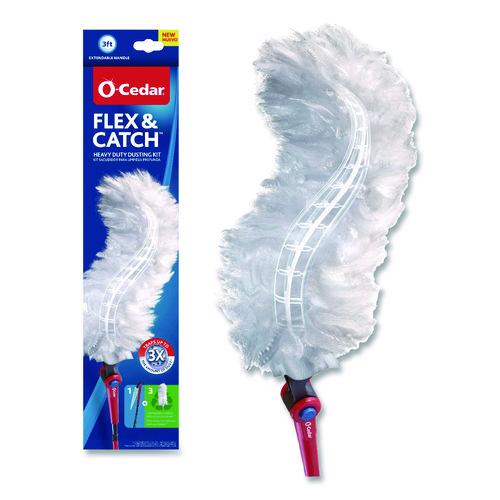 O-Cedar Flex and Catch Heavy-Duty Dusting Kit, 1 Duster Wand and 3 Refills, 6/Carton