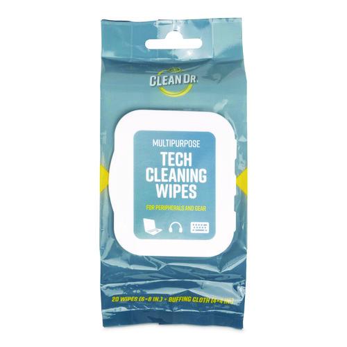 Digital Innovations ScreenDr Device and Screen Cleaning Wipes, 6.88" x 3.9", Unscented, White/Gray, 20/Pack