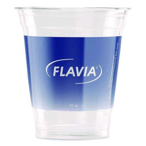 FLAVIA Cold Cups 12 oz, Blue Band Flavia Logo, Clear/Blue, 1,000/Carton