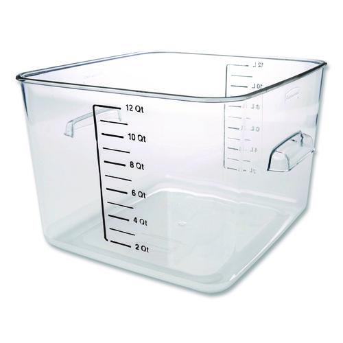 Rubbermaid Commercial Square Storage Container, 12 qt, 10.5 x 11.31 x 7.75, Clear, Plastic