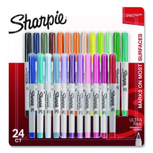 Sharpie Ultra Fine Tip Permanent Marker, Ultra Fine Needle Tip, Assorted Colors, 24/Pack
