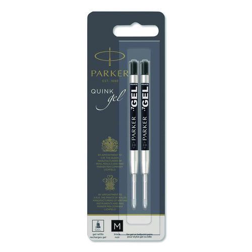 Parker Refill for Parker Retractable Gel Ink Roller Ball Pens, Medium Conical Tip, Black Ink, 2/Pack