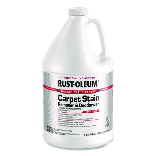 Rust-Oleum Professional Carpet Stain Remover Plus Deodorizer, Lemon Scent, 1 gal Jug, 4/Carton