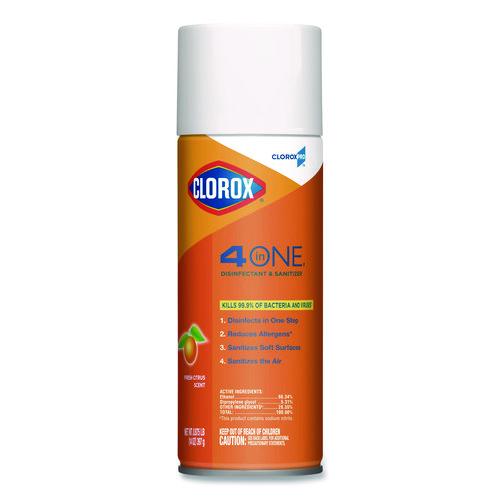 Clorox 4-in-One Disinfectant and Sanitizer, Citrus Scent, 14 oz Aerosol Spray