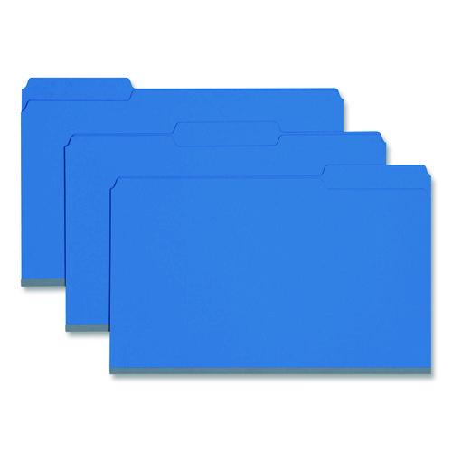 Smead Expanding Recycled Heavy Pressboard Folders, 1/3-Cut Tabs: Assorted, Legal Size, 1" Expansion, Dark Blue, 25/Box