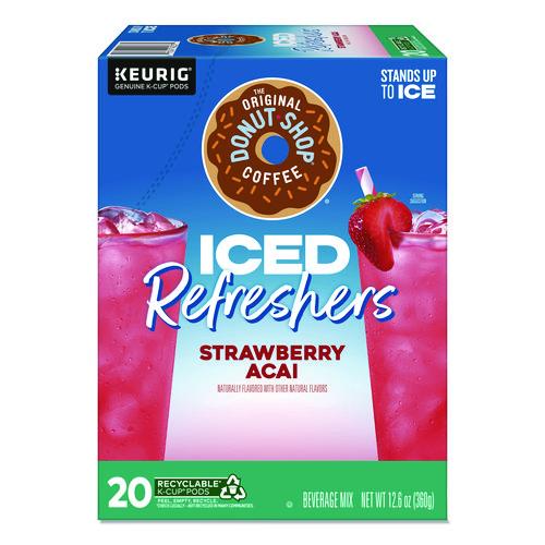 The Original Donut Shop ICED Refreshers K-Cup Pods, Strawberry Acai, 20/Box