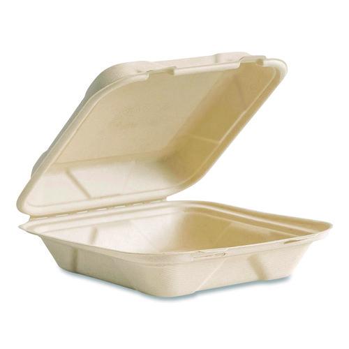 Vegware Nourish Molded Fiber Takeout Containers, Compostable, 7.9 x 7.9 x 2.9, White, Sugarcane, 200/Carton