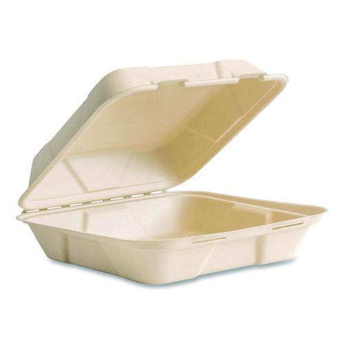 Vegware Nourish Molded Fiber Takeout Containers, Compostable, 9 x 9 x 3, Natural, Sugarcane, 200/Carton