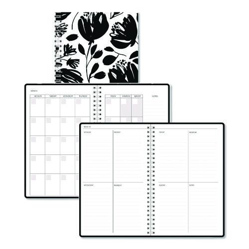 House of Doolittle Recycled Non-Dated Monthly/Weekly Planner, Black and White Floral, Black/White Cover, Undated
