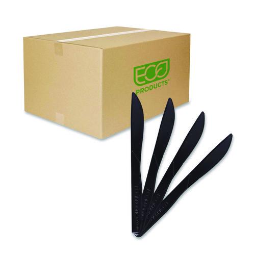 Eco-Products 100% Recycled Content Cutlery, Knife, Plastic, Black, 50/Pack, 20 Packs/Carton