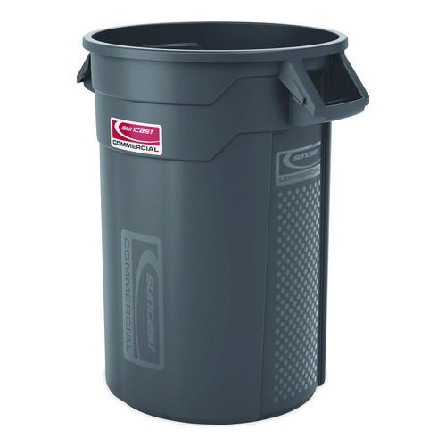 Suncast Commercial Injection Molded Utility Trash Can, 32 gal, Plastic/Resin, Gray