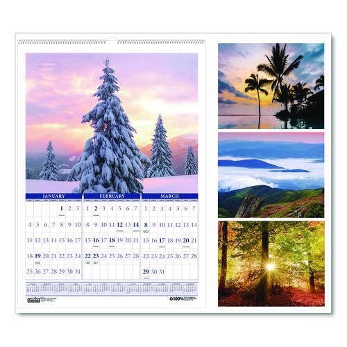 House of Doolittle Recycled Three-Month Season Wall Calendar, 12 x 16.5, Multicolored Sheets, 14-Month: Dec 2025 to Jan 2027