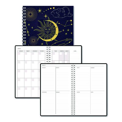 House of Doolittle Recycled Non-Dated Monthly/Weekly Planner, Celestial, Blue/Gold Cover, Undated