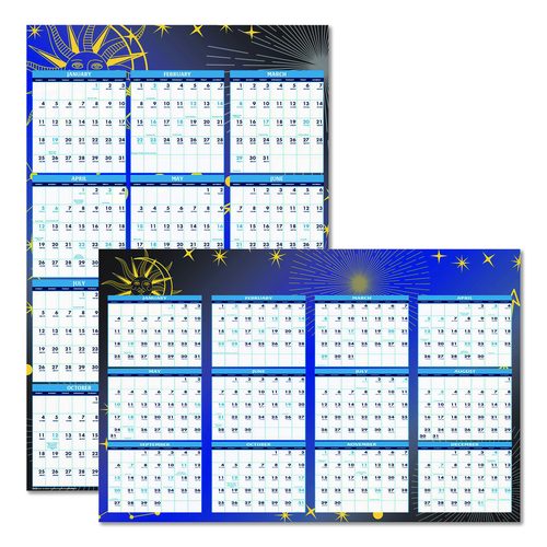 House of Doolittle Recycled Stargazer Laminated Wall Planner, Celestial Artwork, 24 x 37, White/Blue/Gold Sheets, 12-Month (Jan to Dec): 2026