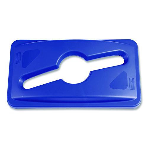 Rubbermaid Commercial Slim Jim Single Stream Recycling Top for Slim Jim Containers, 12.1w x 21d x 2.75h, Blue