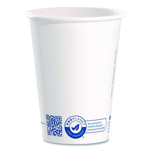 SOLO Recycled Content PCF Paper Hot Cups, ProPlanet Seal, 12 oz, White, 50/Pack
