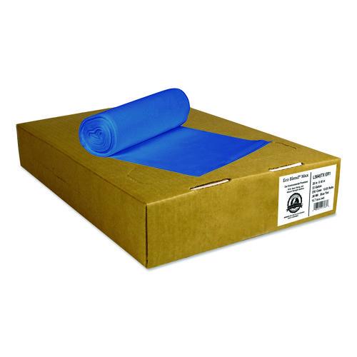 Heritage Eco Blend Max Can Liners, 60 gal, 0.8 mil, 38" x 58", Blue, 20 Bags/Roll, 5 Rolls/Carton