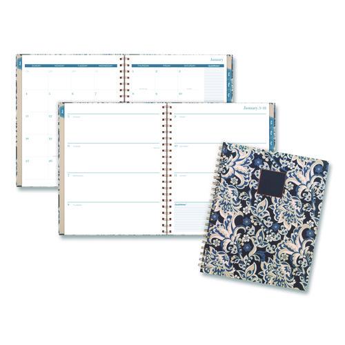 Cambridge Elizabeth Weekly/Monthly Planner, 11 x 8.5, Floral Artwork, Blue Cover, 12-Month (Jan-Dec): 2026