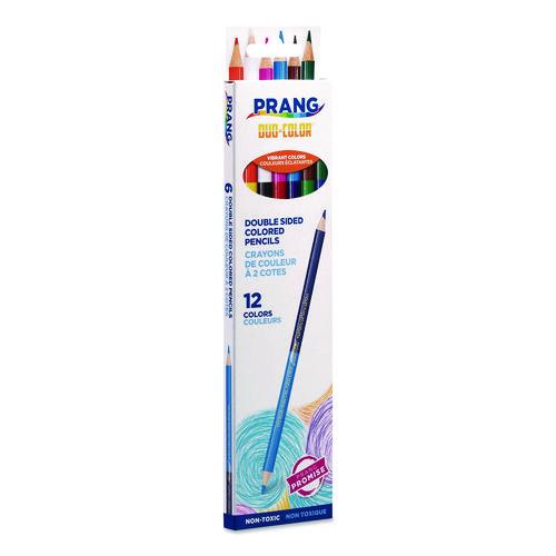 Prang Duo-Color Colored Pencil Sets, 3 mm, 2B (#2), Assorted Lead, Assorted Barrel, 6/Pack