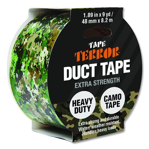 Tape Terror Camo Duct Tape, 3" Core, 1.89" x 9 yds, Green Camo