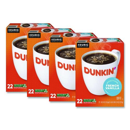 Dunkin' French Vanilla Coffee K-Cups, French Vanilla, 22/Box, 4 Boxes/Carton
