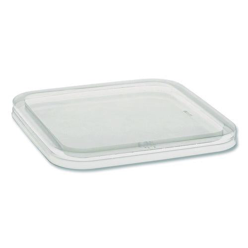 Pactiv Evergreen EarthChoice Recycled PET Container Lid, for 6" Square RPET Containers, 6.25 x 0.39 x 6.25, Clear, Plastic, 360/Carton