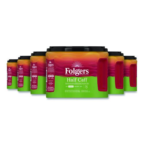 Folgers Half Caff Ground Coffee, 22.6 oz Canister, 6/Carton