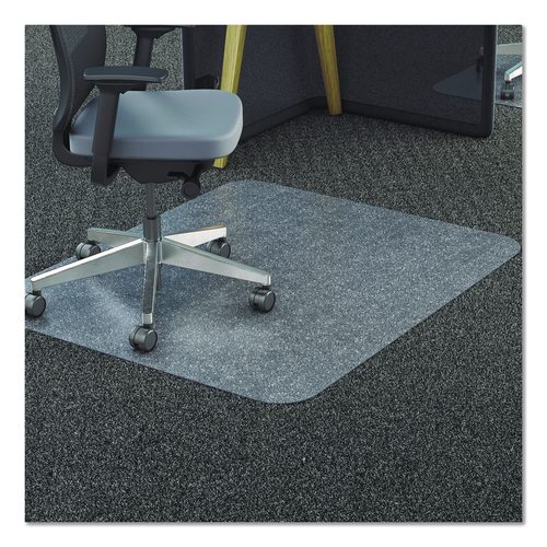 deflecto Clear All Day Use Chair Mat for Flat to Extra-High/Plush Pile Carpeted Floors, Rectangular, Straight Edges, 46" x 60", Clear