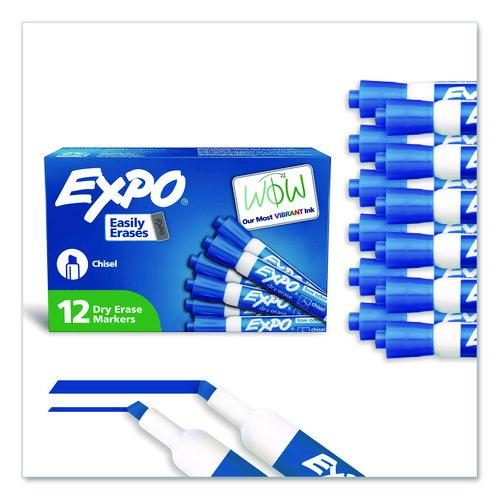 EXPO Low-Odor Dry-Erase Marker, Broad Chisel Tip, Blue, Dozen