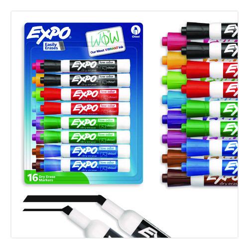 EXPO Low-Odor Dry-Erase Marker, Broad Chisel Tip, Assorted Colors, 16/Set