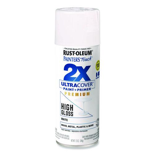 Rust-Oleum Painter's Touch 2X Ultra Cover Spray Paint, High Gloss White, 12 oz Aerosol Can
