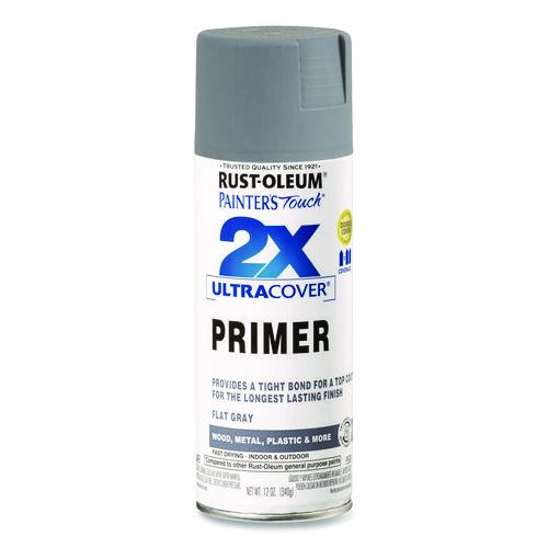 Rust-Oleum Painter's Touch 2X Ultra Cover Spray Paint, Flat Gray, 12 oz Aerosol Can