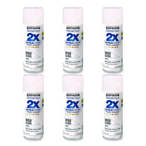 Rust-Oleum Painter's Touch 2X Ultra Cover Spray Paint, High Gloss White, 12 oz Aerosol Can, 6/Carton